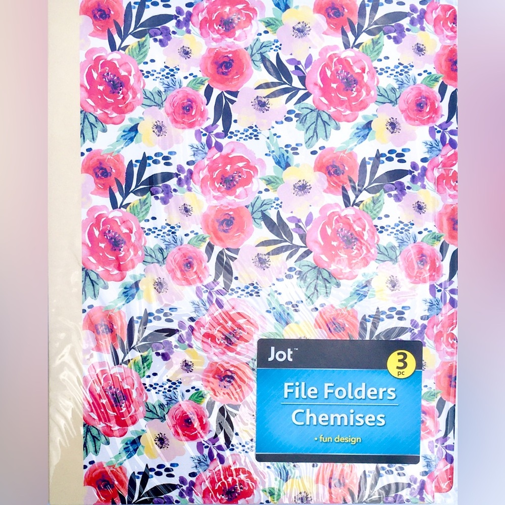 Jot Floral Letter Size File Folders, Set of 3